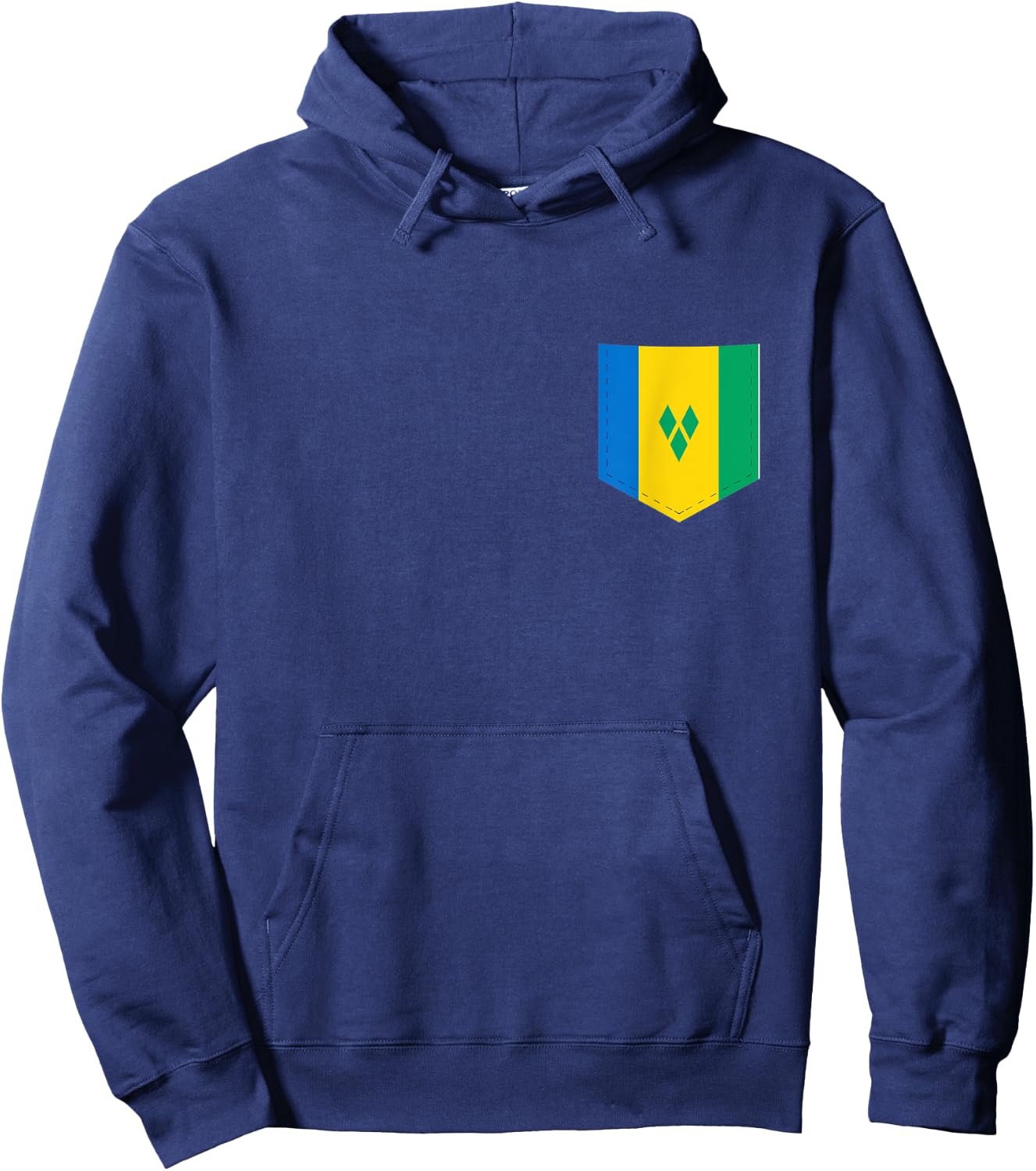 Saint Vincent Flag with Printed Vincentians Flag Pocket Hoodie - Hoodie | Navy