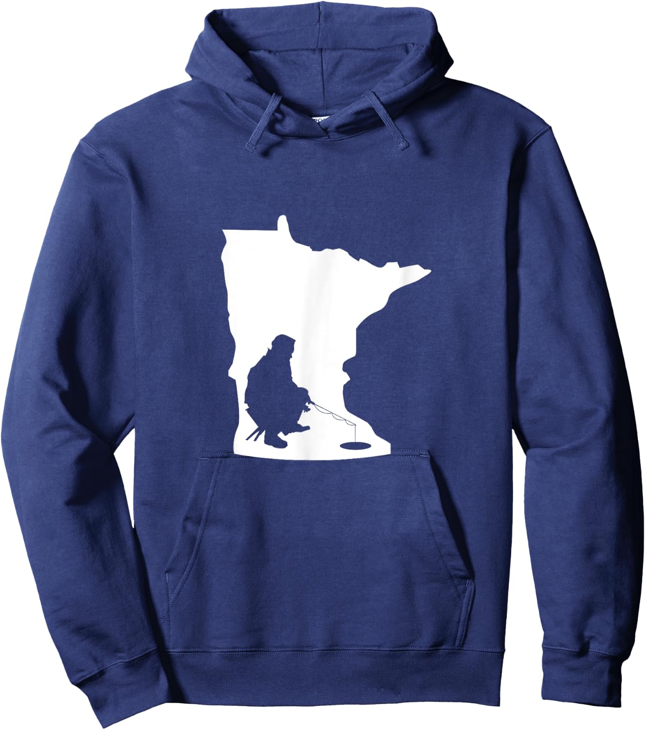 Minnesota MN State Map Ice Fishing Hoodie - Hoodie | Navy