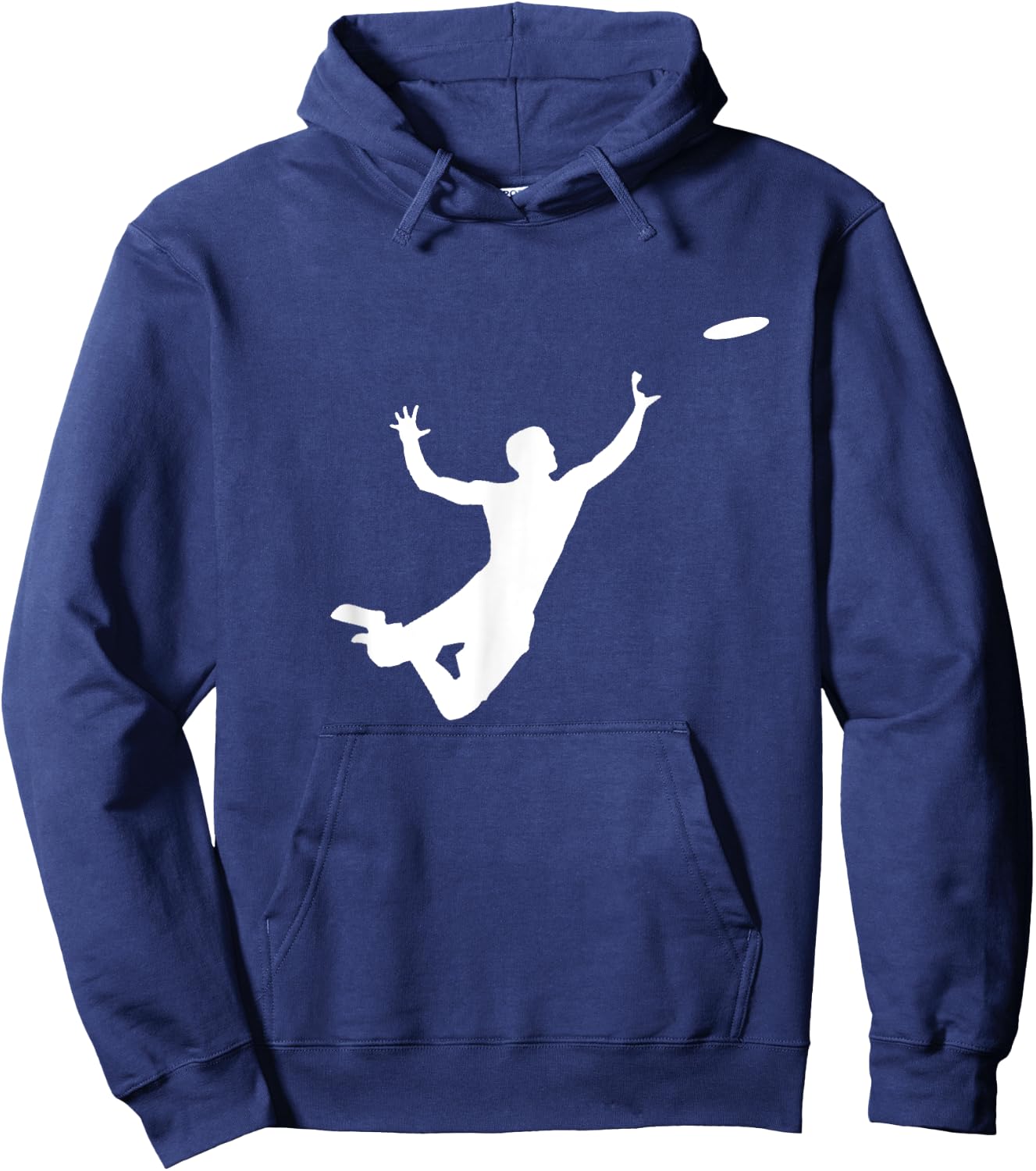 Ultimate Frisbee Silhouette | Frisbee Jumping Catch Hoodie - Hoodie | Navy