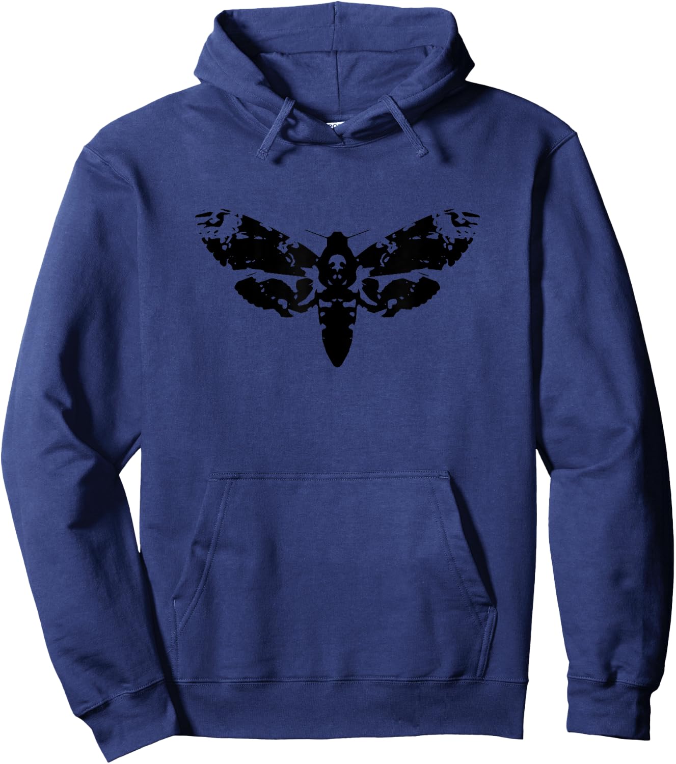 Goth Minimalist Death's Head Moth Outline Silhouette Hoodie - Hoodie | Navy