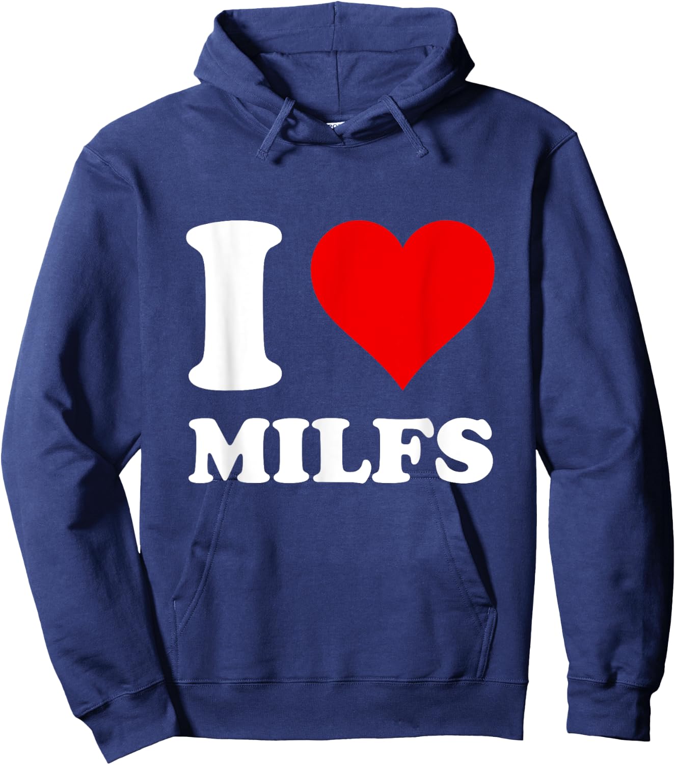 Red Heart I Love Milfs , black Hoodie - Hoodie | Navy