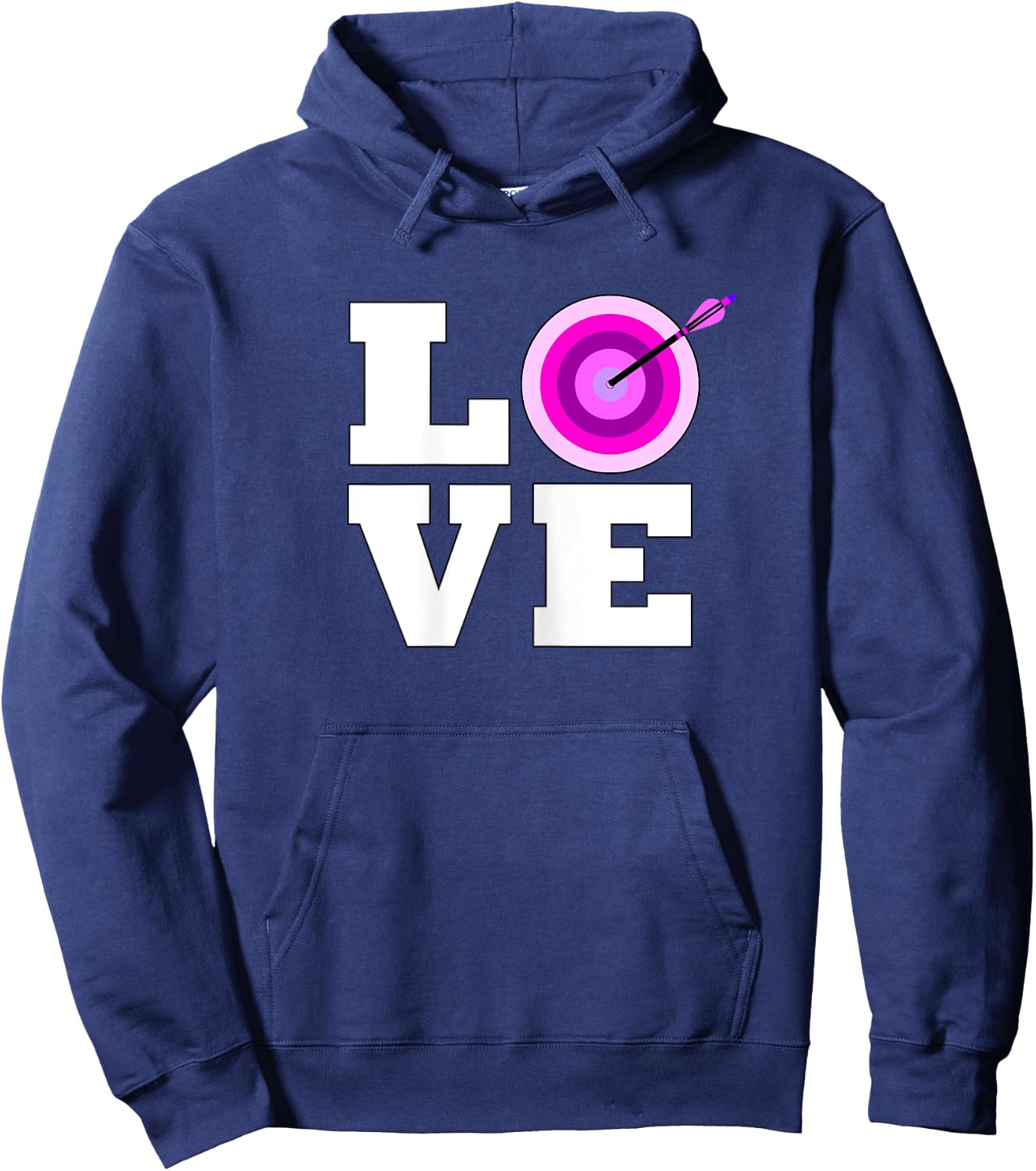 Girls Pink Archery LOVE Bow and Arrow Target Bullseye Hoodie - Hoodie | Navy