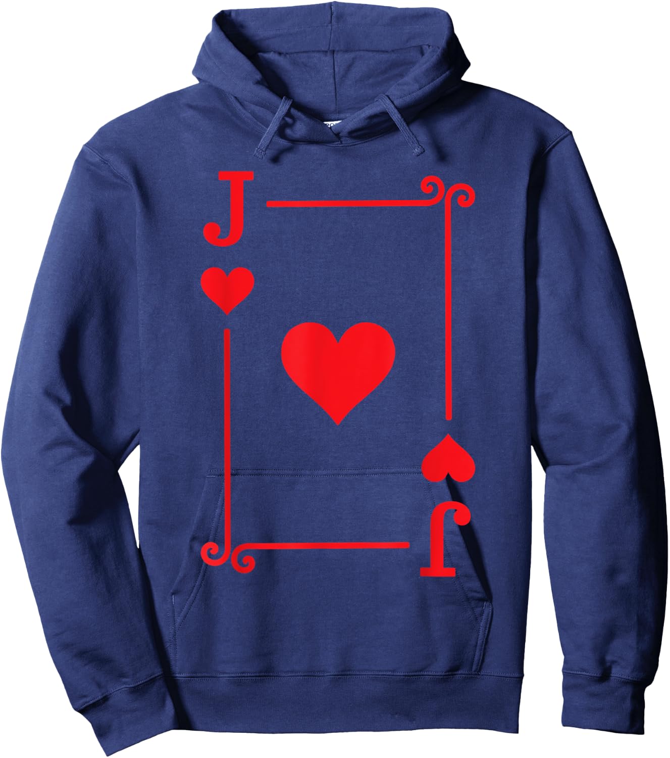 Playing Card Costume & Gifts - Jack Card Hearts Suit - Black - Small - -Adult - Short Sleeve - Classic Fit Hoodie - Hoodie | Navy