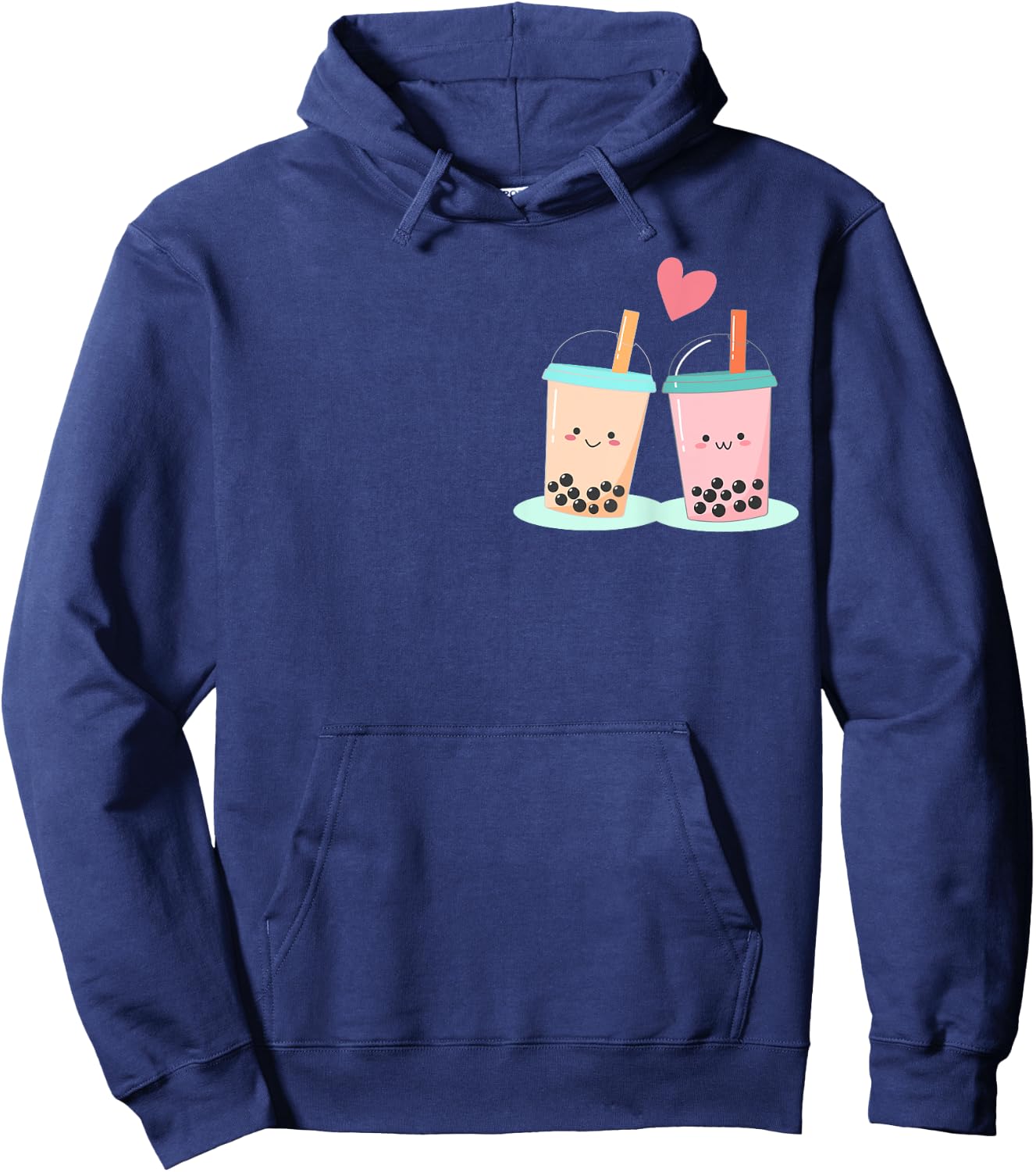 Cute Kawaii Couple Bubble Boba Milk Tea Lover Girl Hoodie - Hoodie | Navy