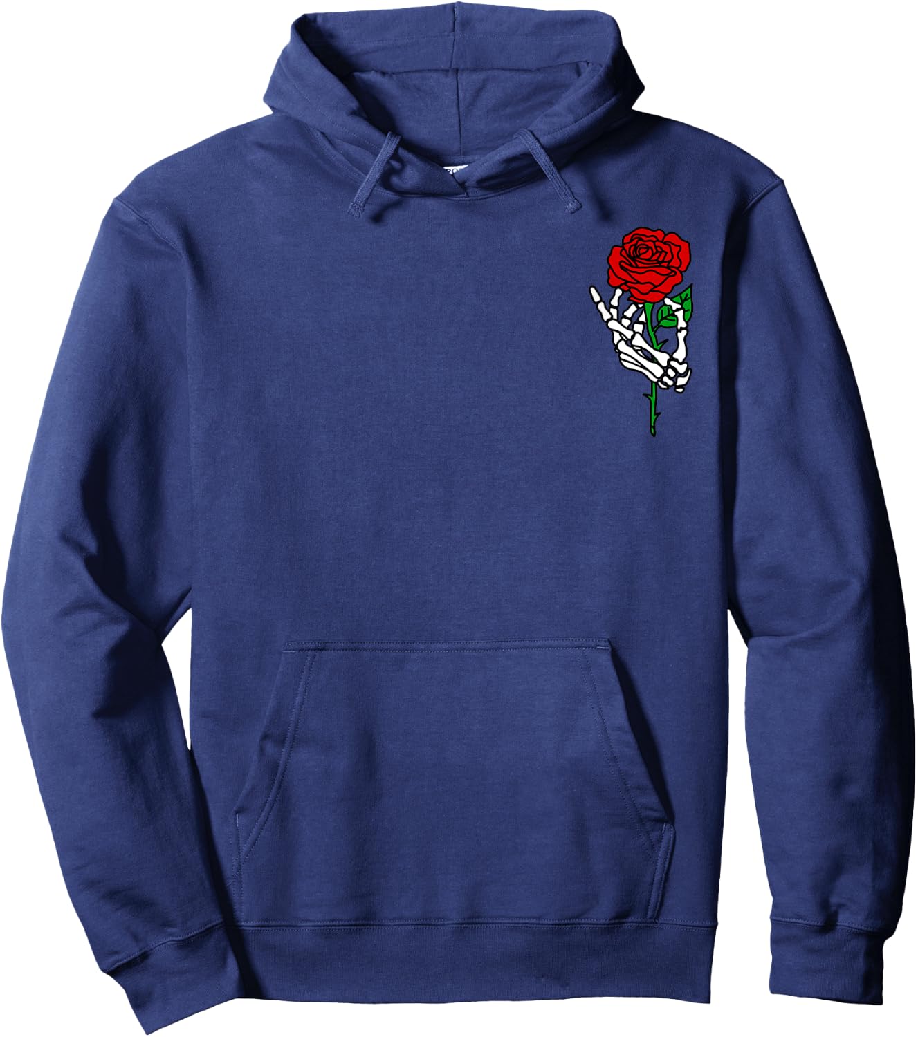 Skeleton Hand Holding Rose Shirt, Tattoo Shirt Hoodie - Hoodie | Navy