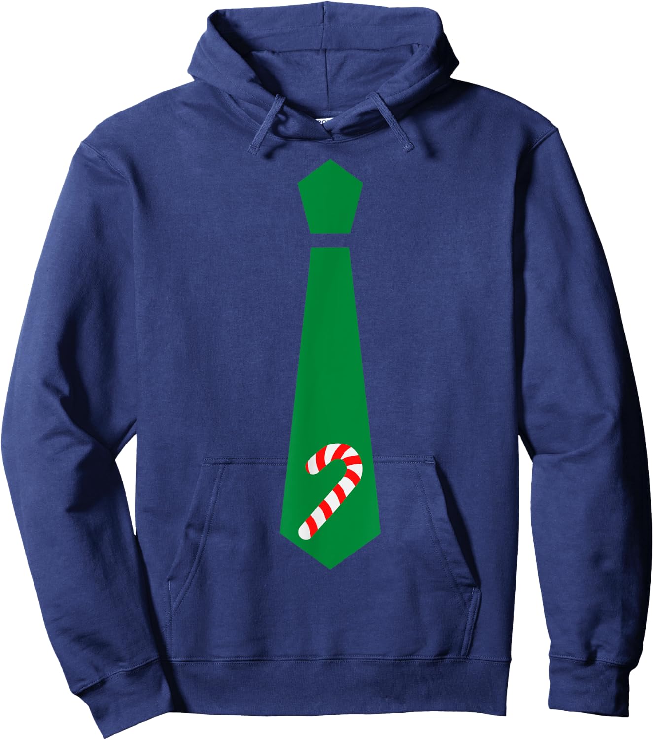 Funny Christmas Tie Candy Cane Graphic Minimalist Hoodie - Hoodie | Navy