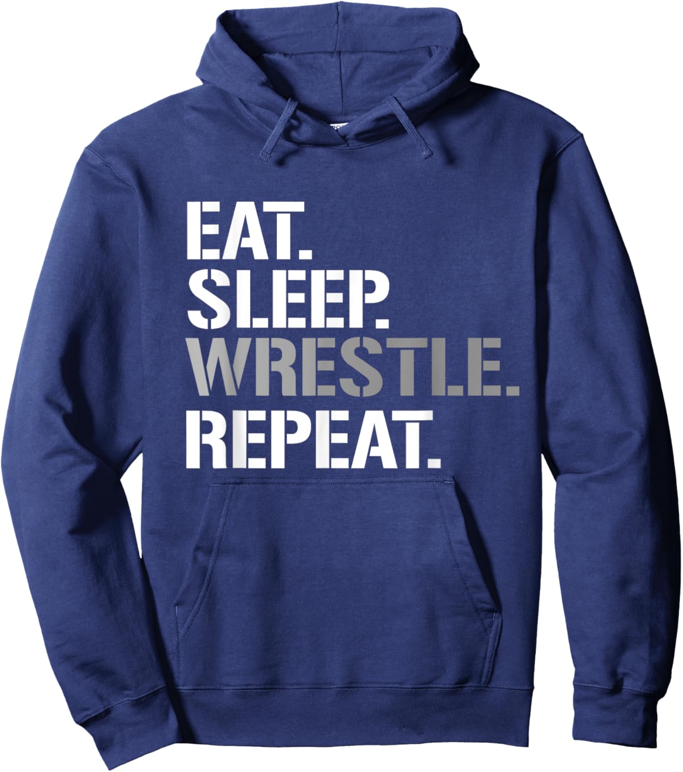 Wrestling Eat Sleep Wrestle Repeat - Cool Wrestling - Women's Adult Classic Fit Short Sleeve Black Letter Print - Small Hoodie - Hoodie | Navy