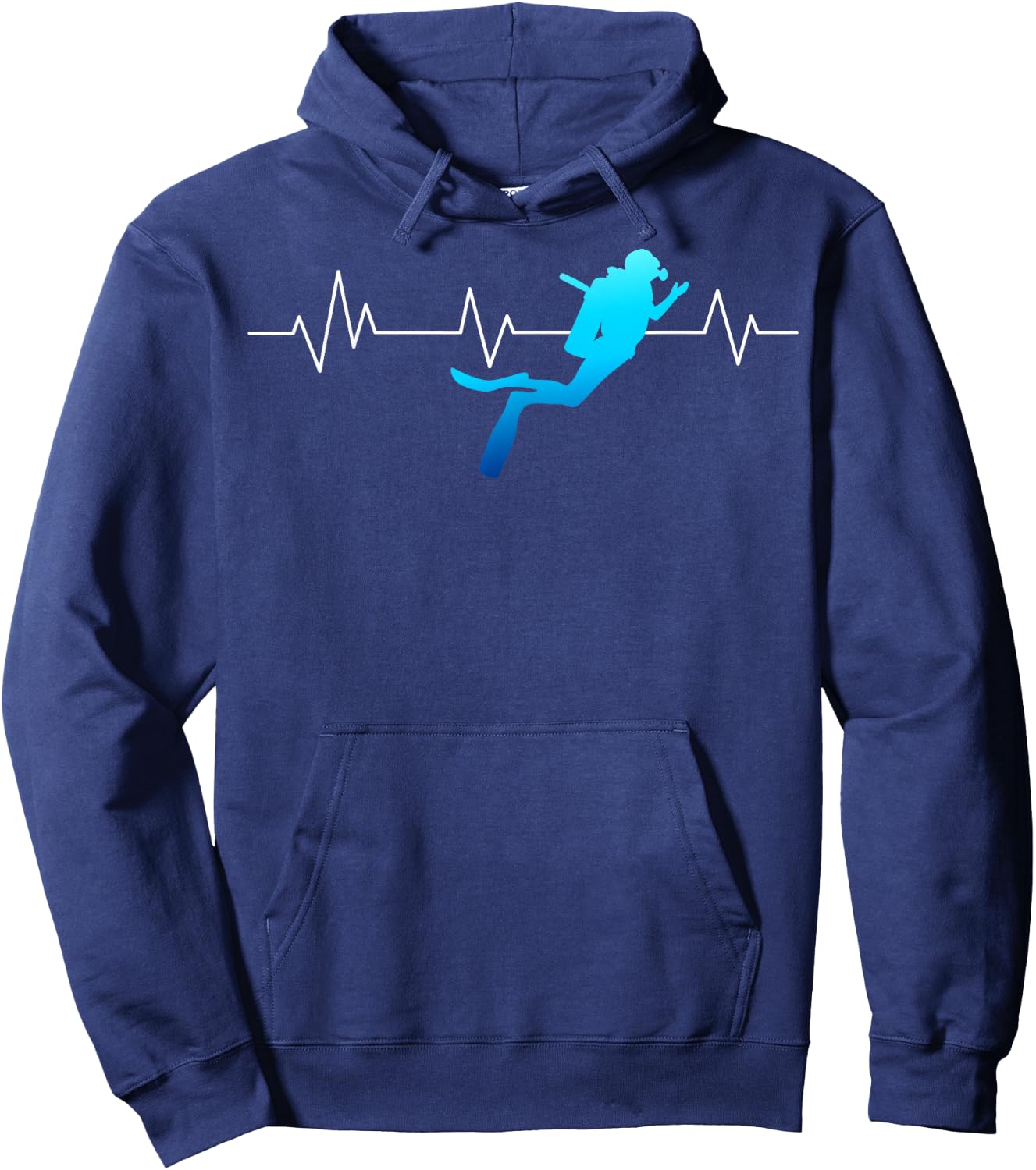 Heartbeat Scuba Diving Diver Underwater Dive Deep-Sea Swim Hoodie - Hoodie | Navy