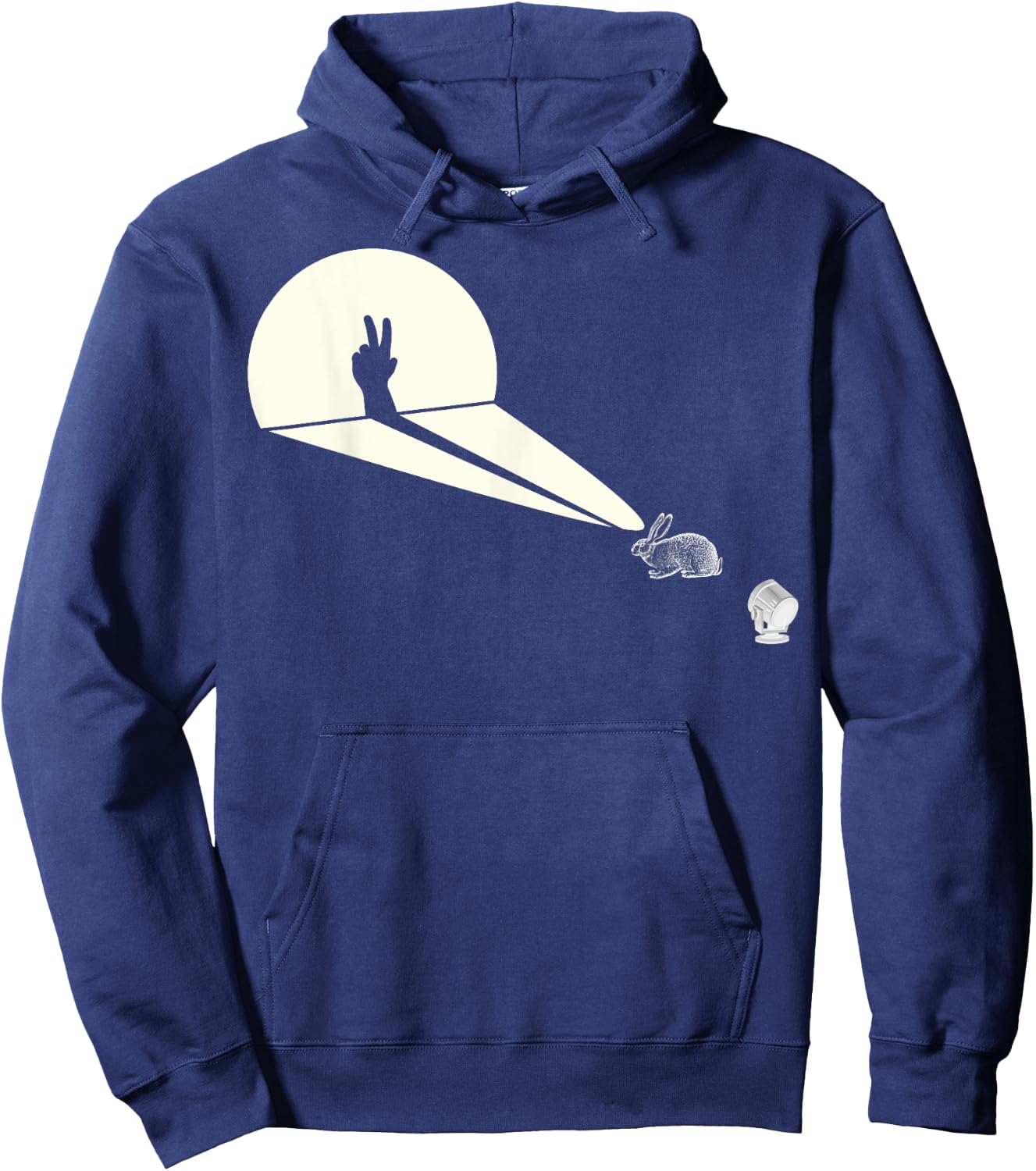 Funny Rabbit Silhouette Hand Shadow Puppetry - Funny Puppet Hoodie - Hoodie | Navy