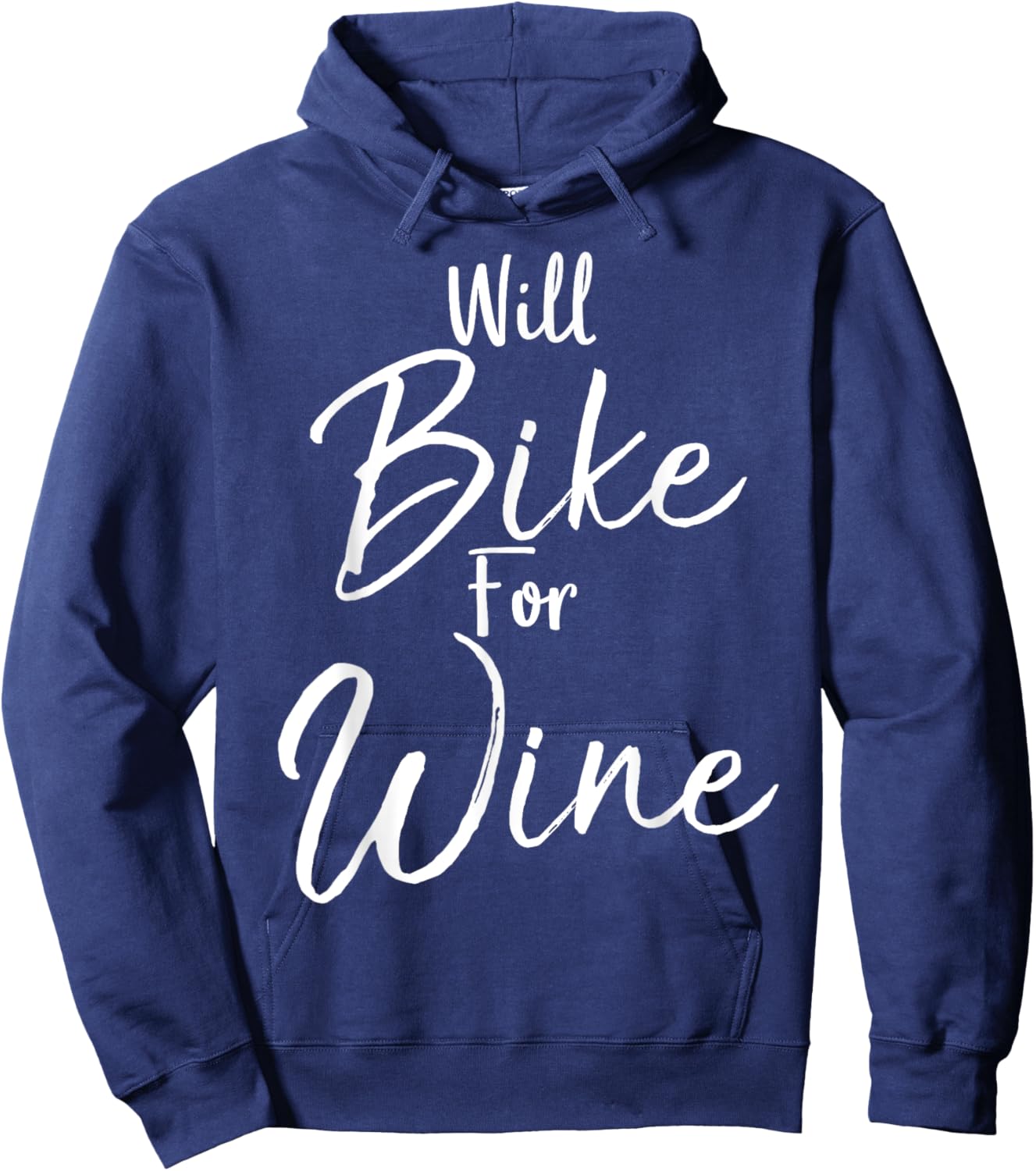 Will Bike for Wine Shirt Funny Biking Cycling Spin Hoodie - Hoodie | Navy