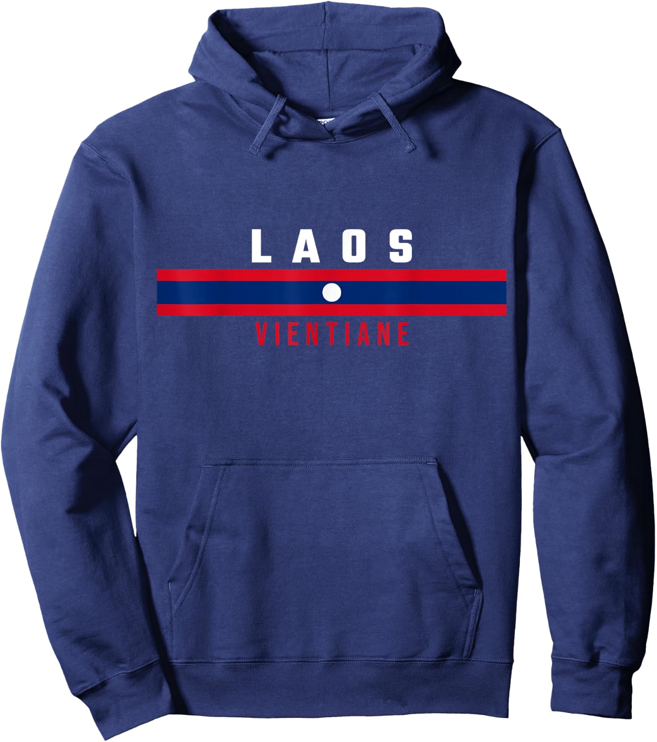 Lao flag with text LAOS-VIENTIANE in capital letters Hoodie - Hoodie | Navy