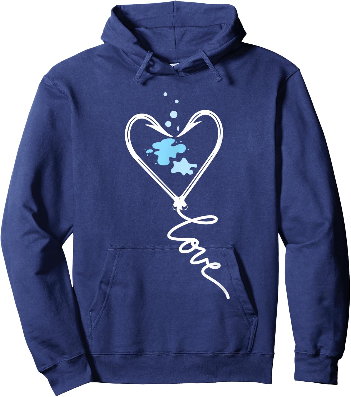 Cute - Fish Hook Heart Love Fishing Hoodie - Hoodie | Navy