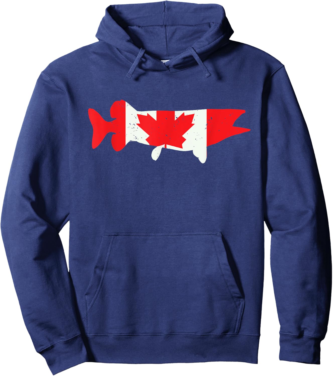 Canada Flag Musky Fishing | Vintage Muskie Fish Cool Gifts Hoodie - Hoodie | Navy