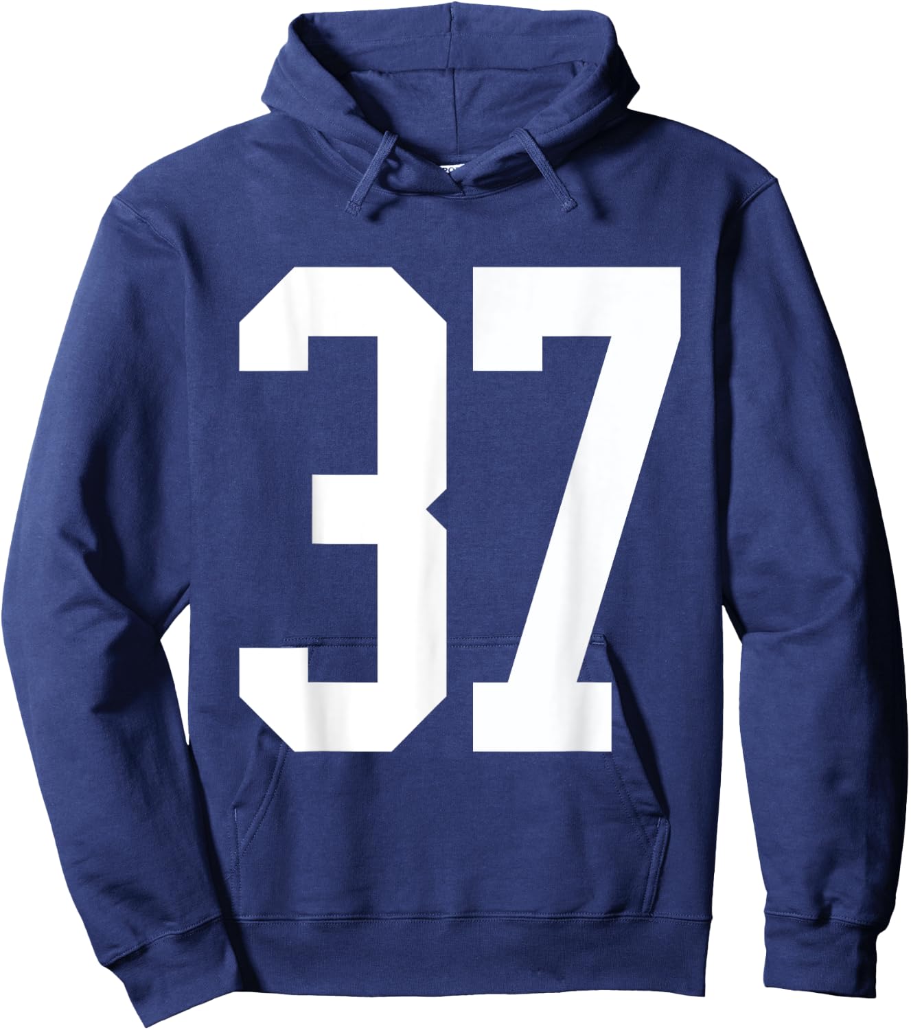 #37 White Number 37 Sports Fan Jersey Style Hoodie - Hoodie | Navy