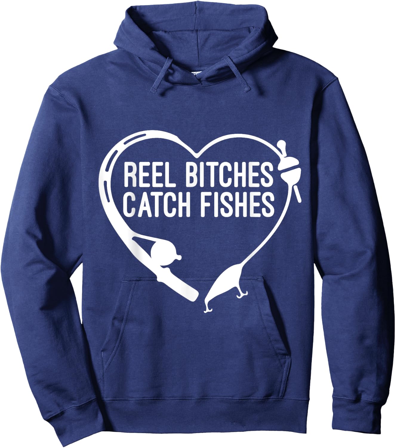 Reel Bitches Catch Fishes Fishing Heart Angler Fisherman Hoodie - Hoodie | Navy