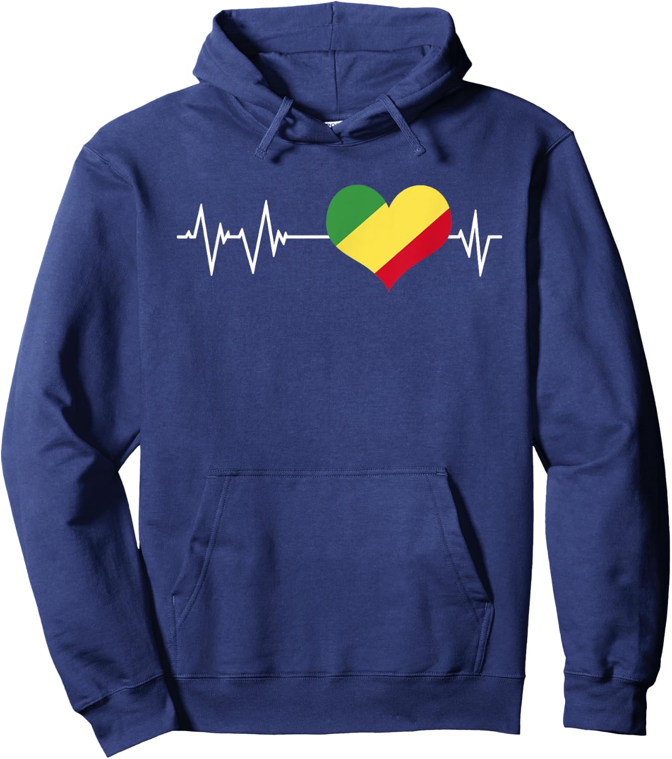 Congo Flag Heart Beat Love Brazzaville Africa , Black, S Hoodie - Hoodie | Navy