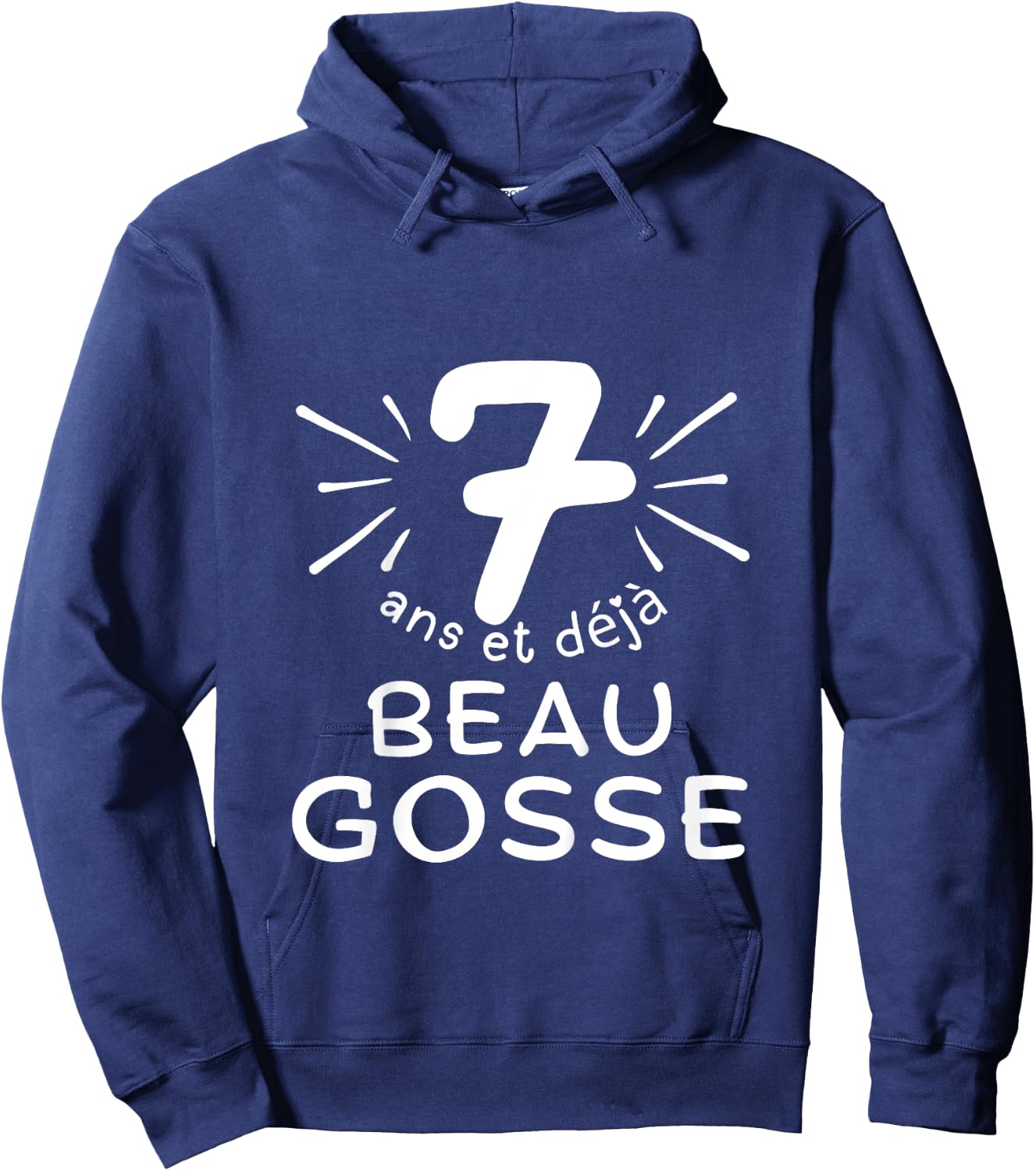 Child 7 years old and already handsome kid. phrase humor for gift boy , Black, 2 Hoodie - Hoodie | Navy