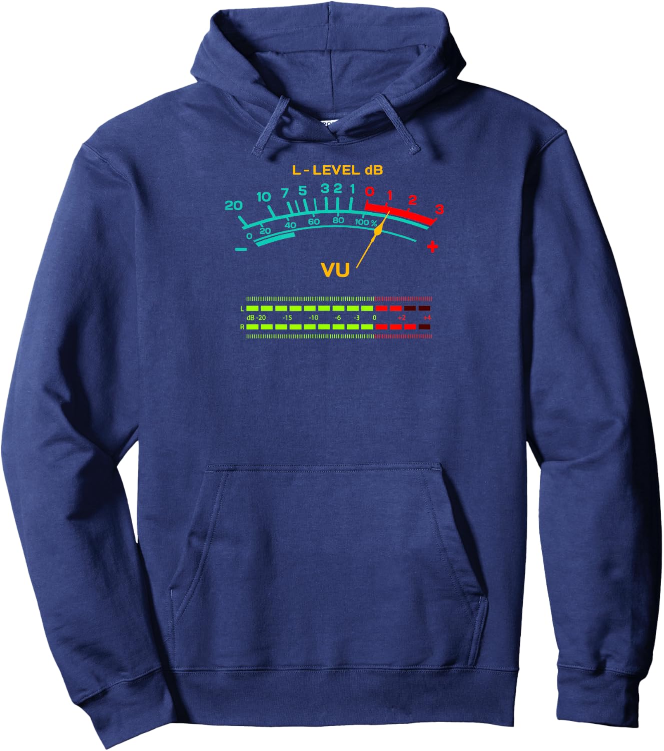 Retro VU Meter Vintage Hi-Fi Audio Stereo Music Sound Hoodie - Hoodie | Navy