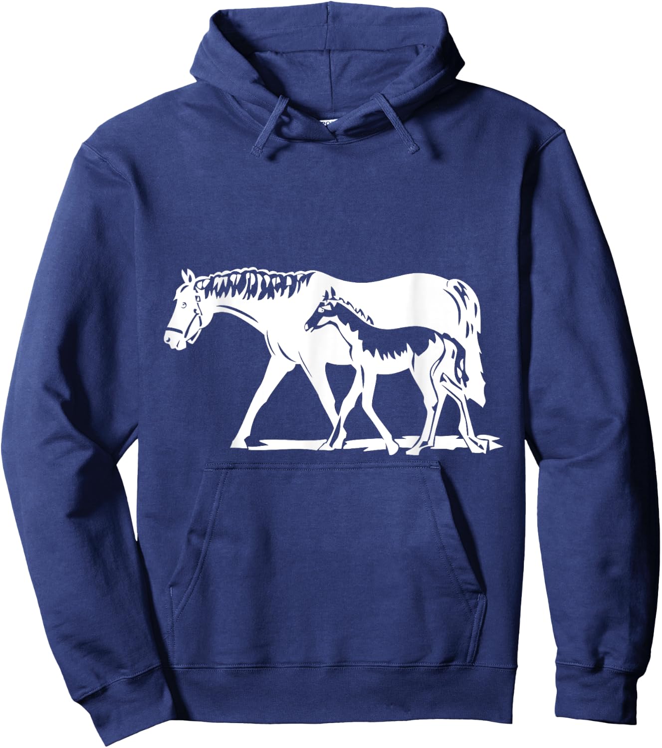 Horse Mom With Baby Mare And Foal Hoodie - Hoodie | Navy