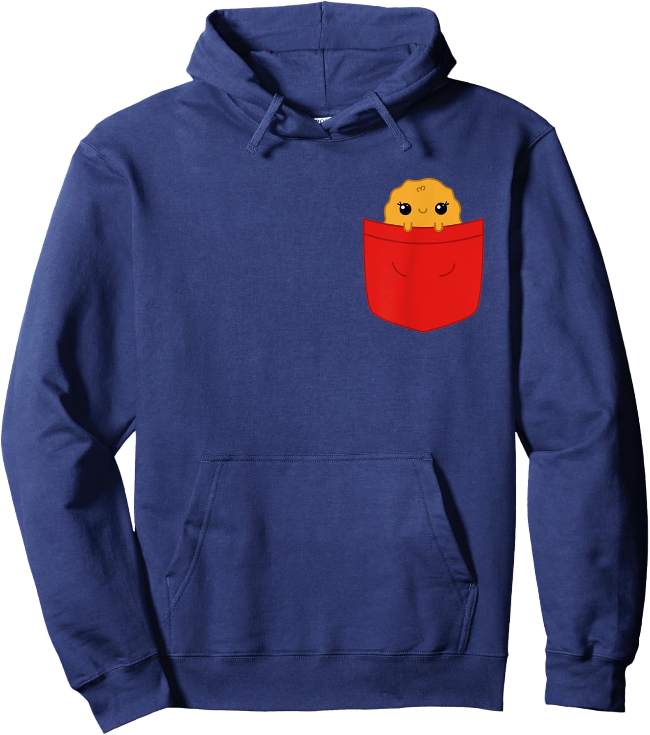 Cute Chicken Nugget in a Red Pocket with Big Eyes Hoodie - Hoodie | Navy