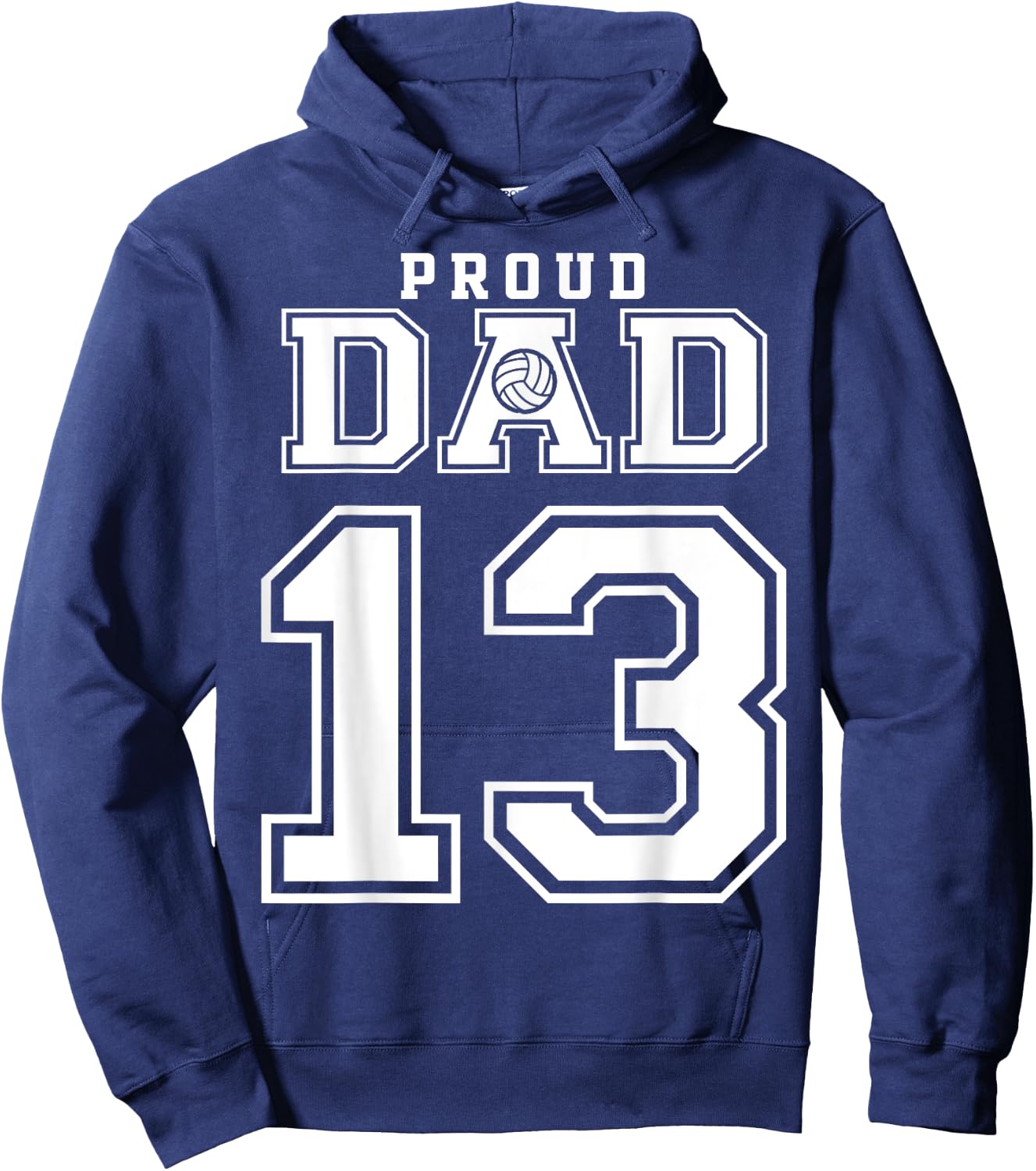 Custom Proud Volleyball Dad Number 13 Personalized Hoodie - Hoodie | Navy