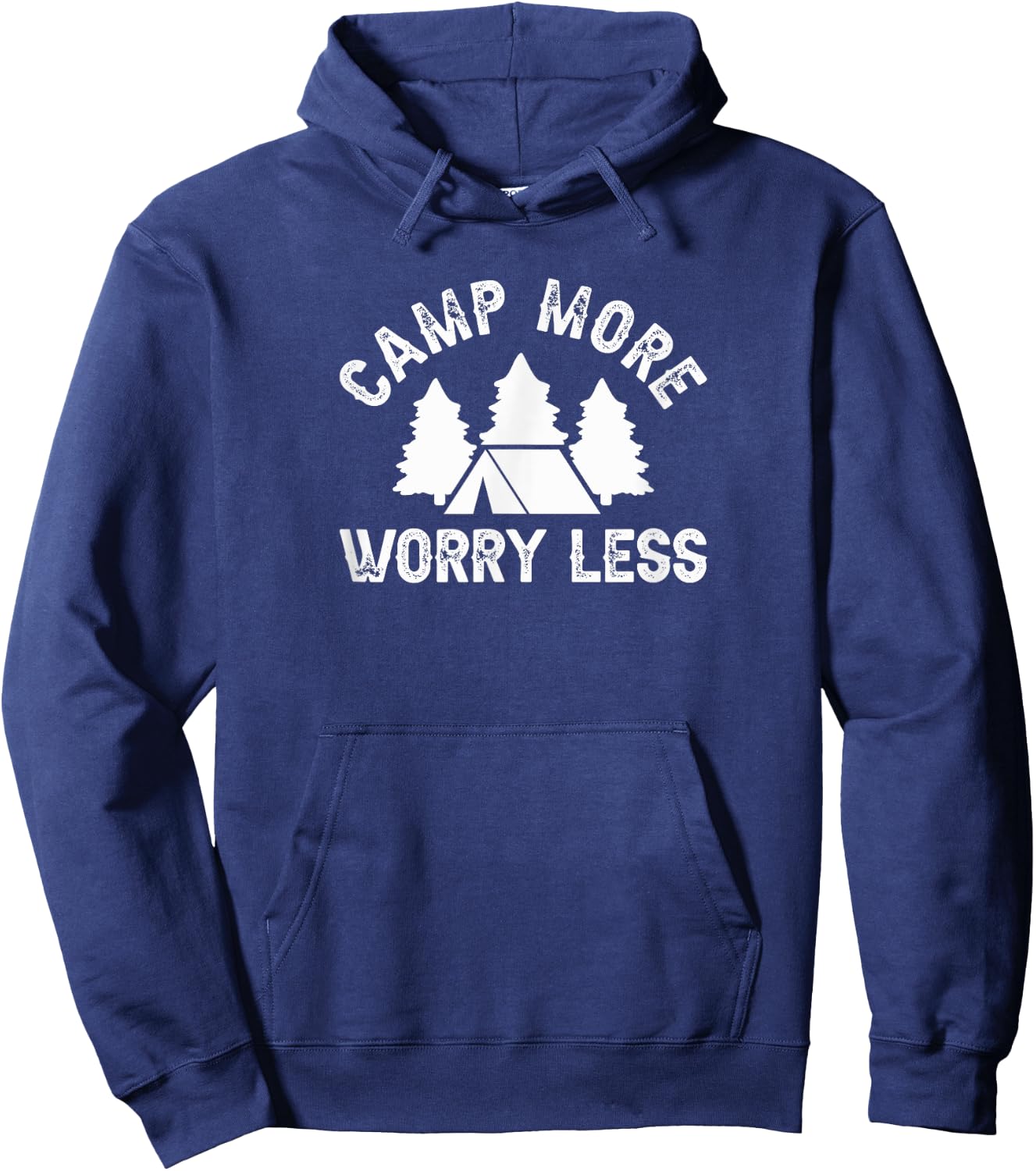 Camp More Worry Less, Happy Camping Hiking Mountain Hoodie - Hoodie | Navy