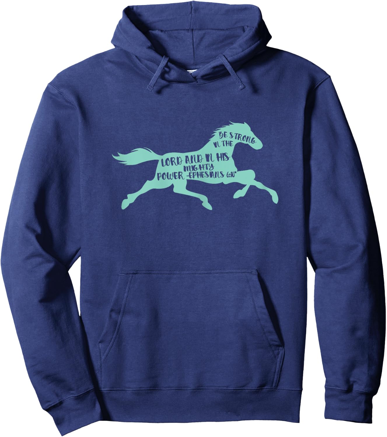 Riding Horse Shirt Bible Verse Strong in the Lord Gift Hoodie - Hoodie | Navy