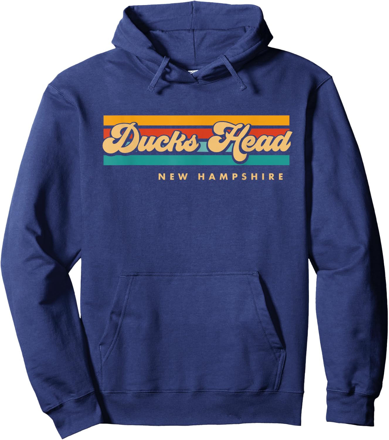 Vintage Sunset Stripes Ducks Head, New Hampshire Hoodie - Hoodie | Navy