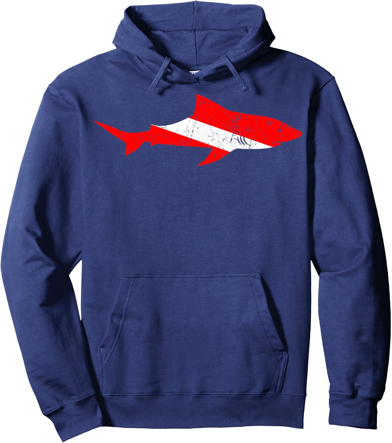 Shark Scuba Diving Diver Down Flag Underwater Dive Deep-Sea Hoodie - Hoodie | Navy