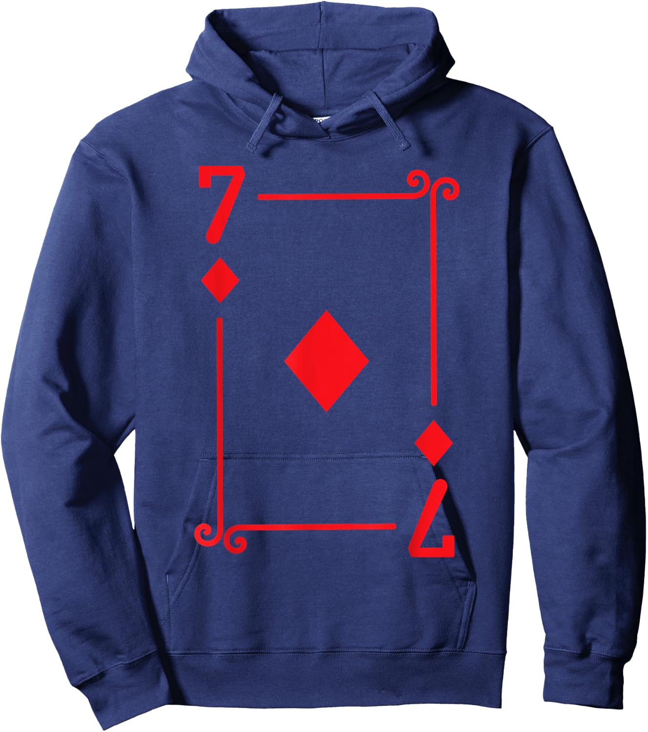 Playing Cards - Matching Diamonds Card Suits - Seven Card Hoodie - Hoodie | Navy