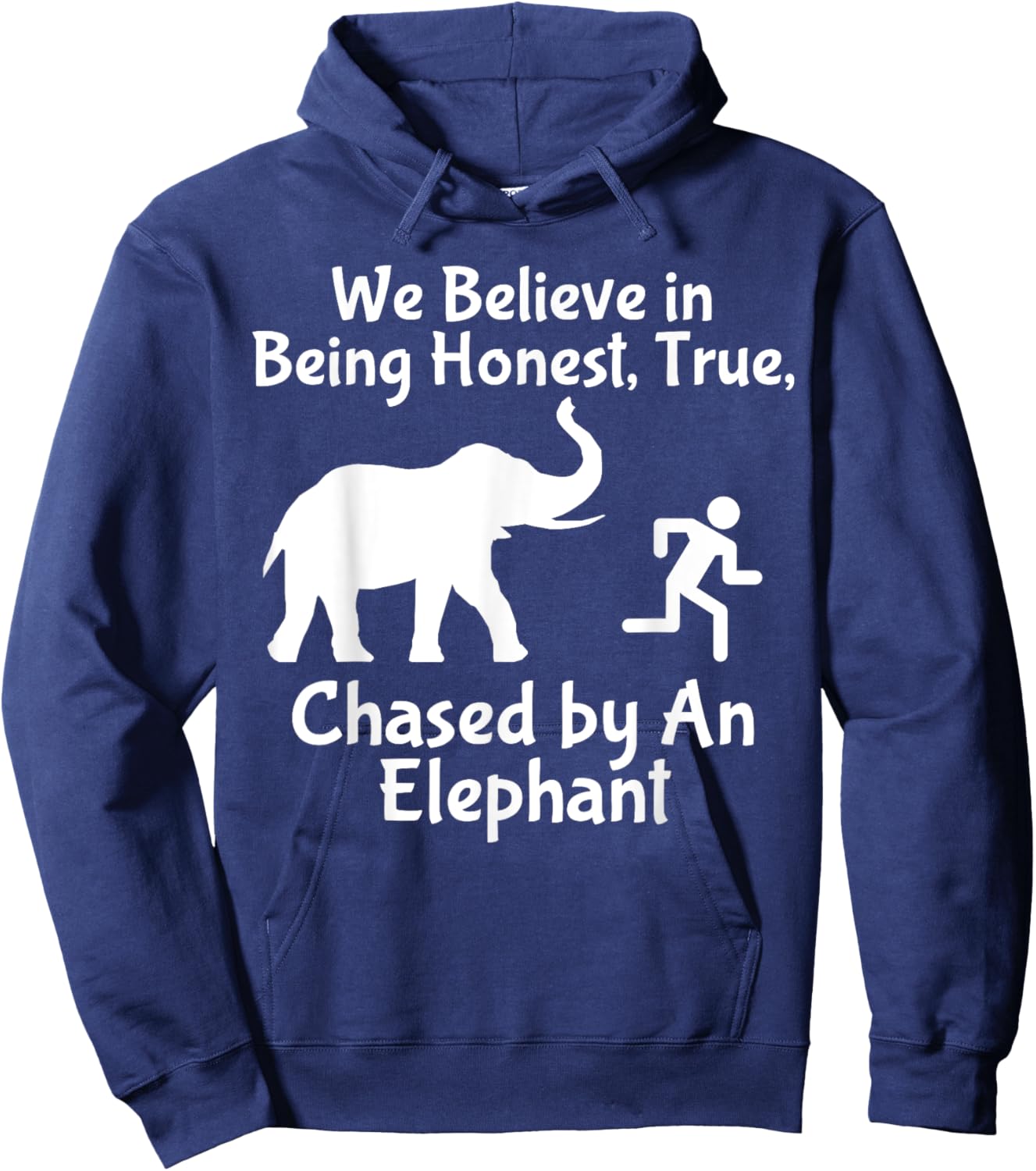 LDS Funny Chased by an Elephant Mormon Faith Hoodie - Hoodie | Navy