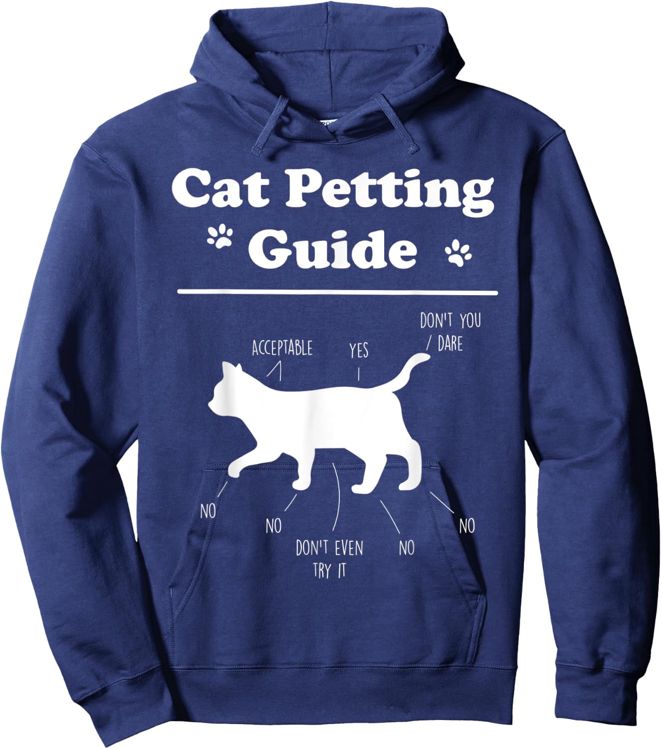Cat Petting Guide Funny Cat Owner Pet Kitten Petting Guide Men Women Kids Hoodie - Hoodie | Navy