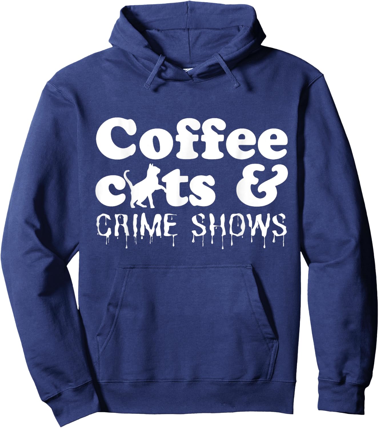 Funny Coffee Cats Crime Shows Murder Mystery Halloween Hoodie - Hoodie | Navy