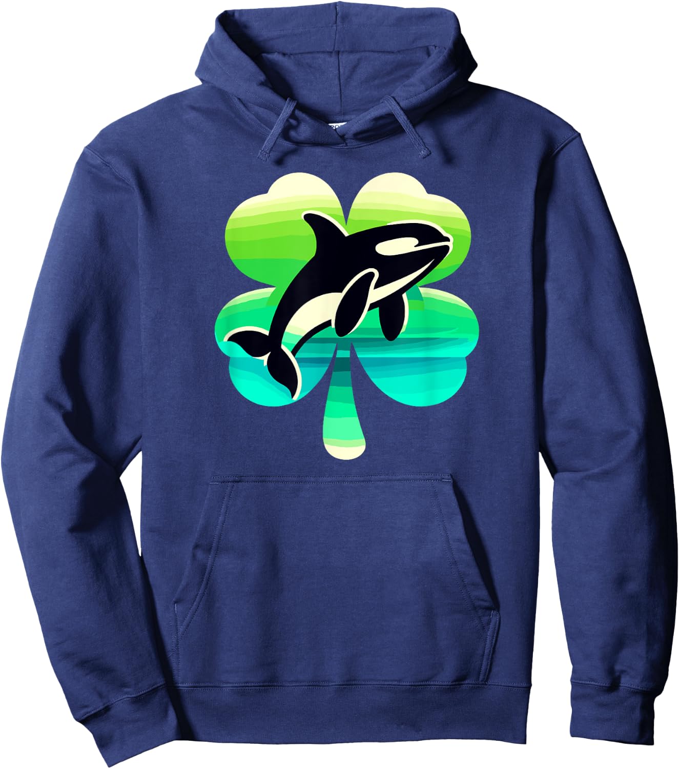 Cute Irish Orca Shamrock St Patrick's Day Green Killer Whale Hoodie - Hoodie | Navy