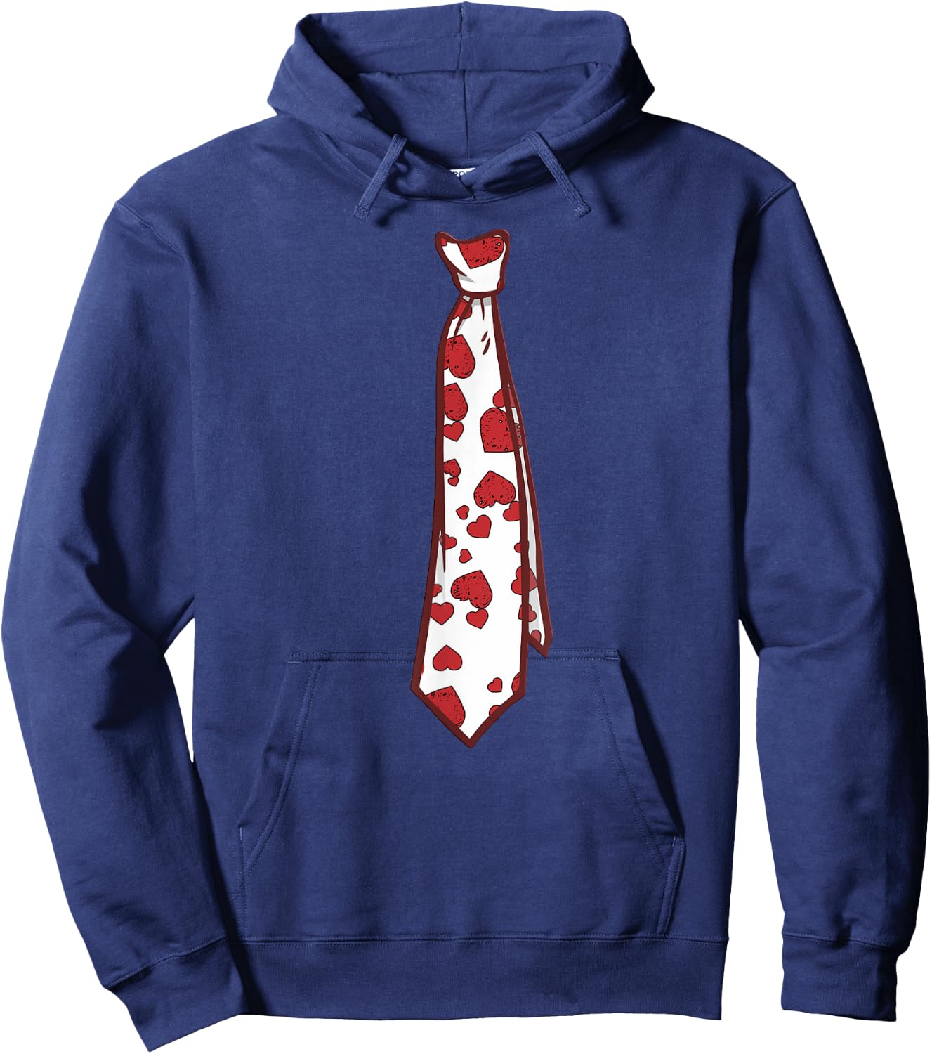 Valentine's Day Motif Tie with Hearts , black Hoodie - Hoodie | Navy