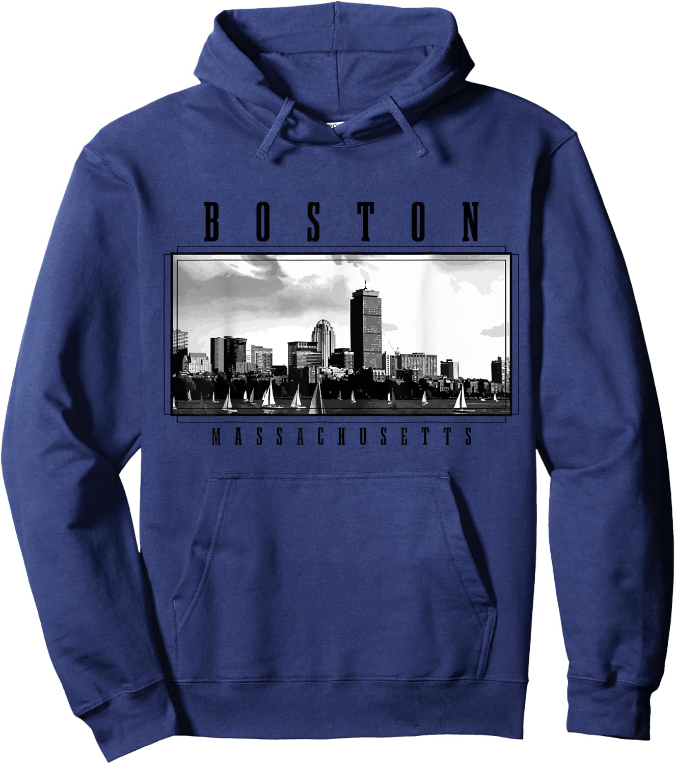 Boston Vintage Skyline Massachusetts USA America Souvenir Hoodie - Hoodie | Navy