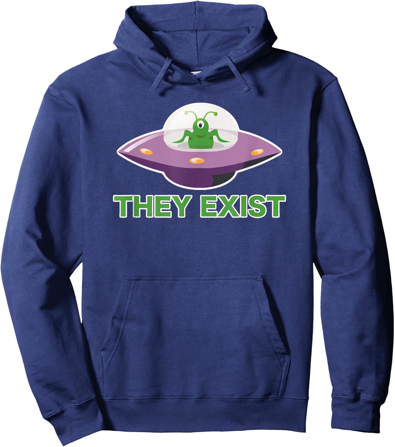 Funny Alien UFO They Exist , Black, S Hoodie - Hoodie | Navy