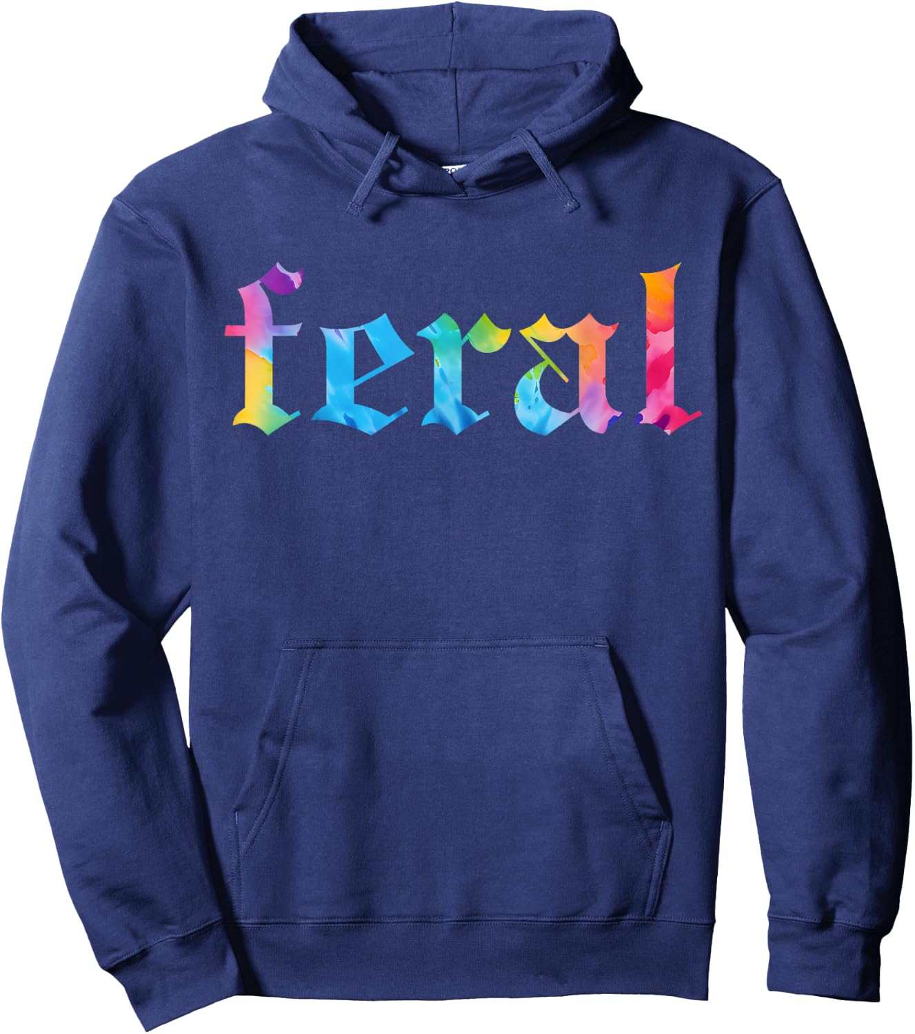 Feral Summer Girl Tie Dye - Women's Gothic Blackletter Font Tie-Dye - Small - Black - Short Sleeve Hoodie - Hoodie | Navy
