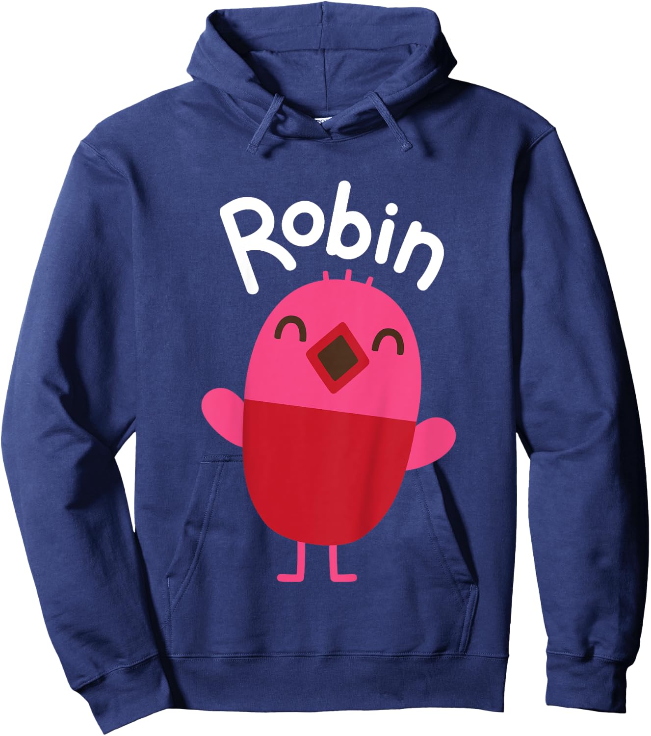 Sago Mini Robin -Kids Blue Cartoon Bird Character , Kids 2, Mandarin Collar, Short Sleeve, Modern Classic Fit, Polycotton, Machine Wash Hoodie - Hoodie | Navy