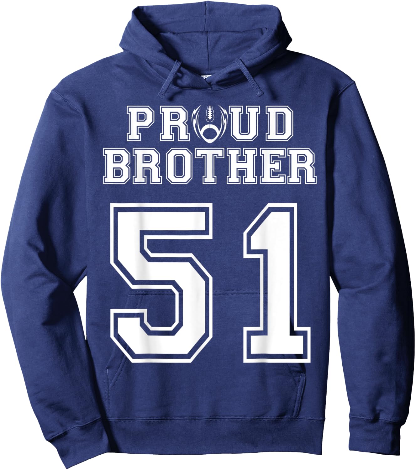 Custom Proud Football Brother Number 51 Personalized Hoodie - Hoodie | Navy
