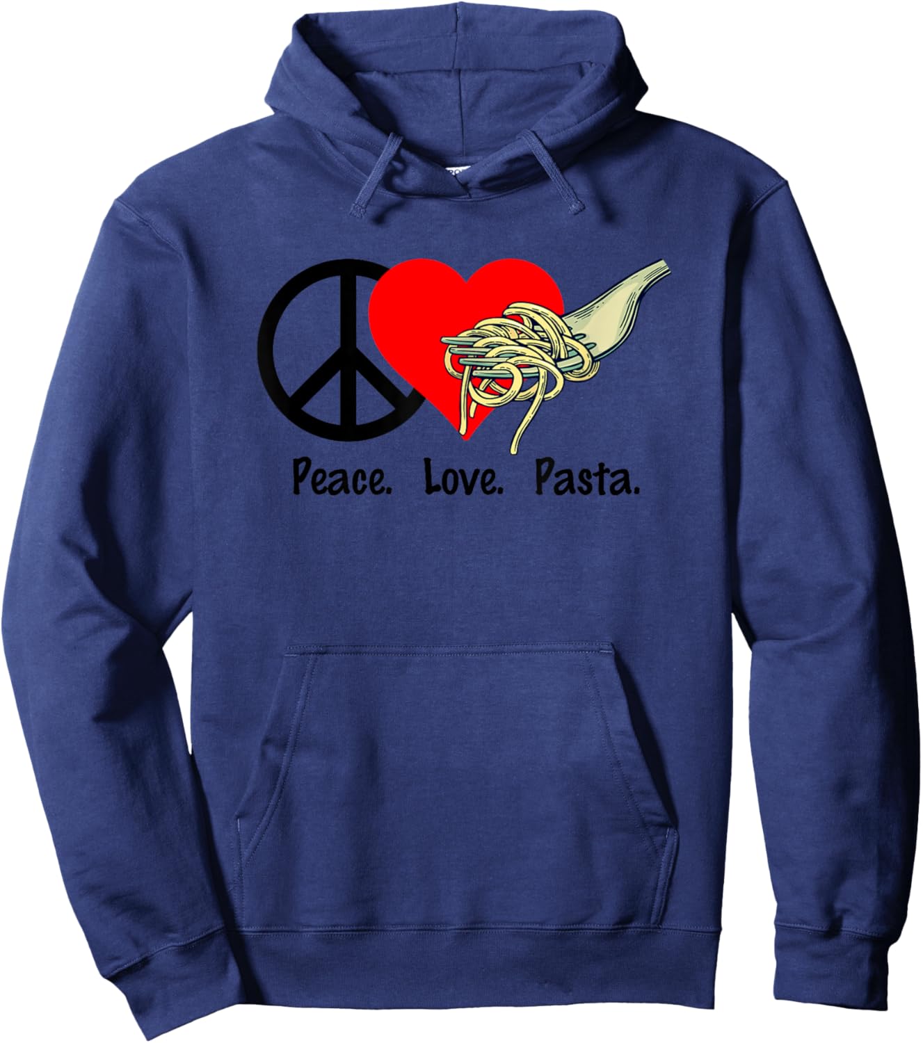 Peace Love Pasta Shirt - Eat Fork Spaghetti Hoodie - Hoodie | Navy