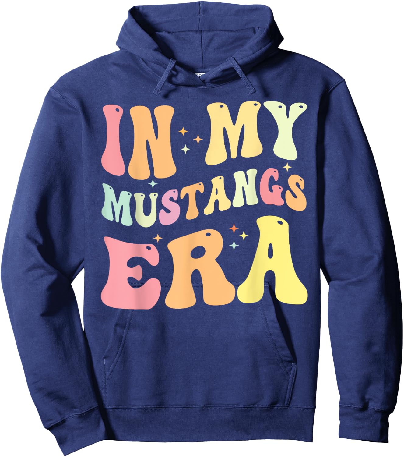 In My Mustangs Era Back to School Spirit Game Retro Groovy Hoodie - Hoodie | Navy