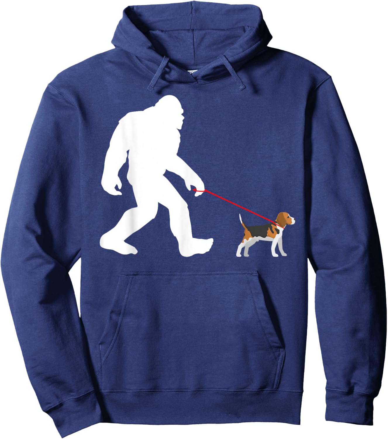 Bigfoot Walking Beagle Sasquatch with Beagle Dog Hoodie - Hoodie | Navy