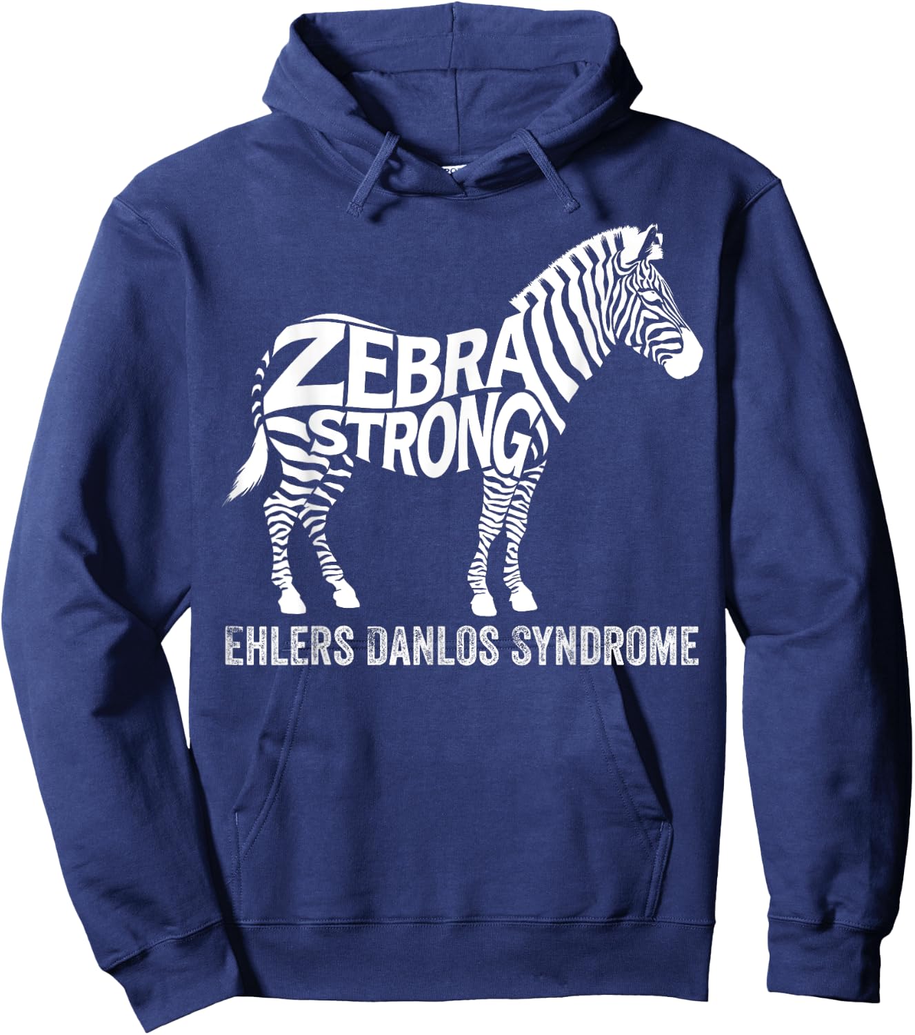 Zebra Strong EDS Awareness Ehlers Danlos Syndrome Warriors Hoodie - Hoodie | Navy