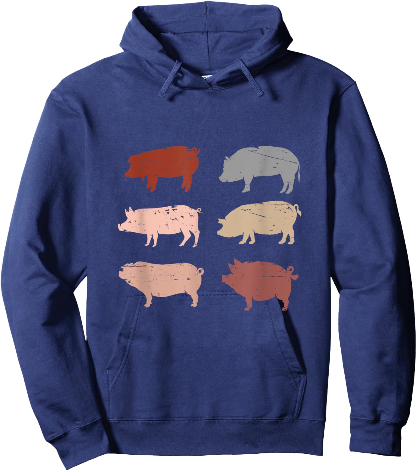 Retro Pig Lover Farm Animals Swine Vintage Pig Hoodie - Hoodie | Navy