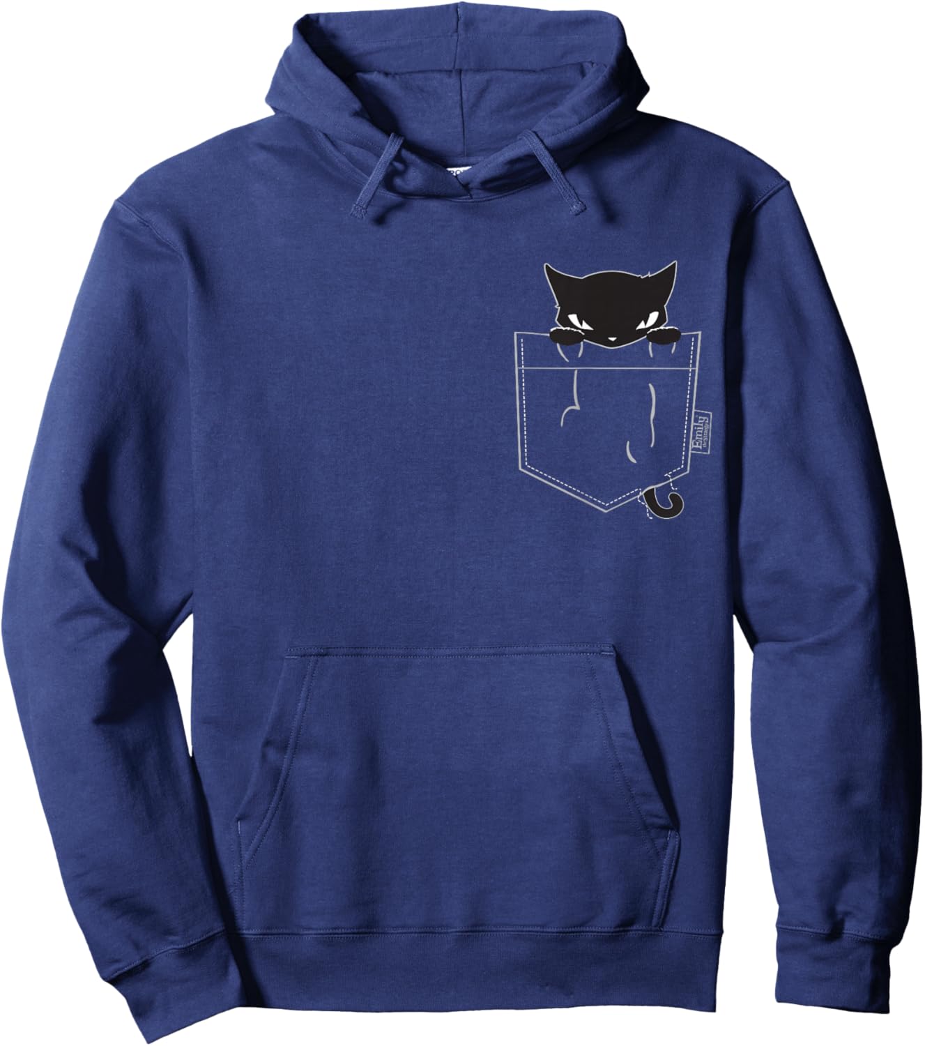 Emily The Strange Women's X-Small Black Pocket Kitty Hoodie - Hoodie | Navy