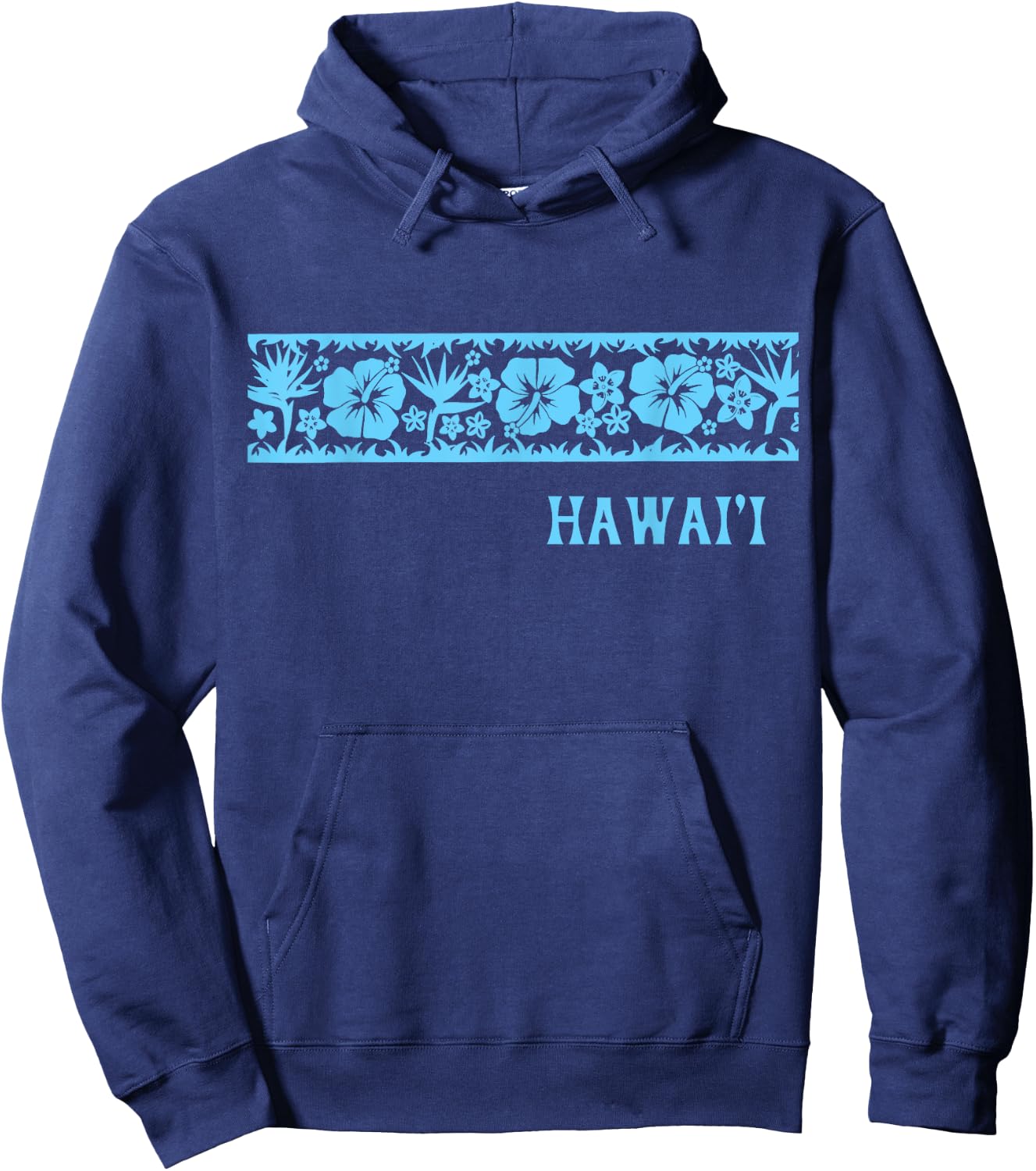 Surfer Style Tropical Hibiscus Bird of Paradise HAWAII BLUE Hoodie - Hoodie | Navy