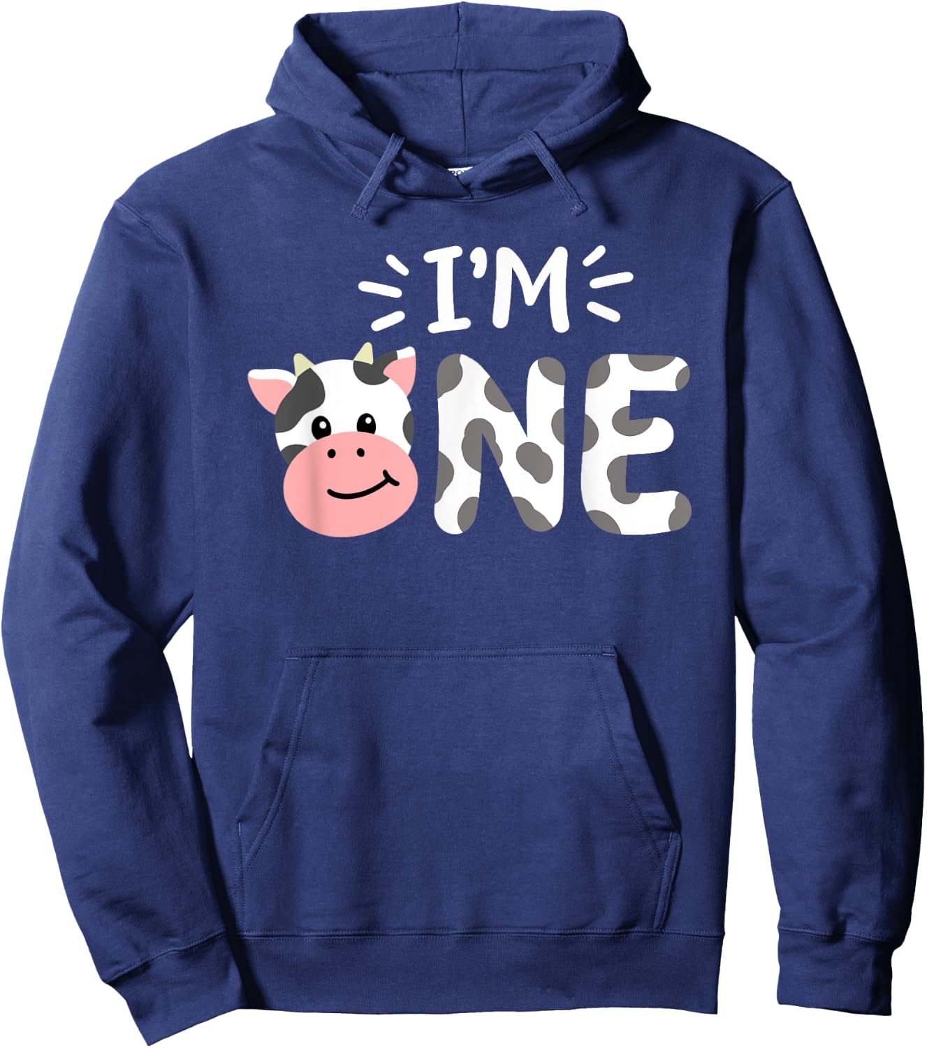 I'm One 1st Birthday Cow Farm Theme Party 1 Year Old Toddler Hoodie - Hoodie | Navy