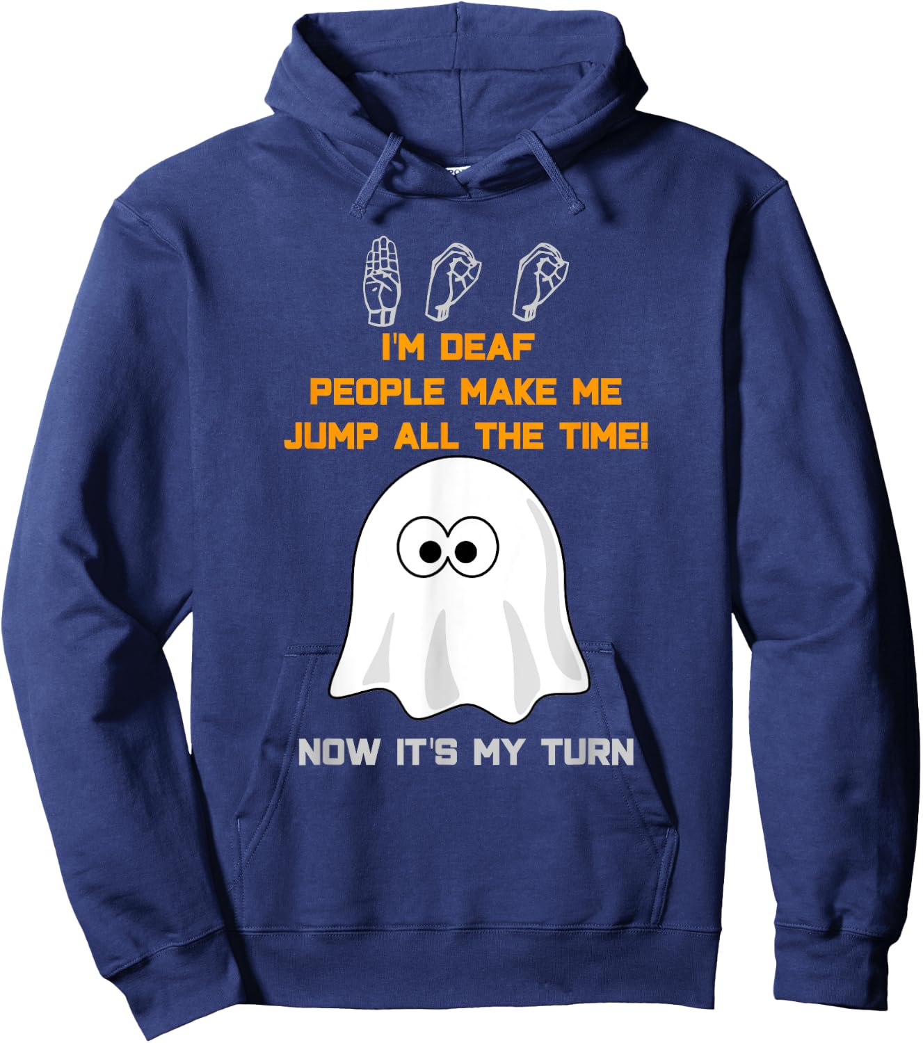 Boo Ghost ASL Funny Halloween sign language Hoodie - Hoodie | Navy