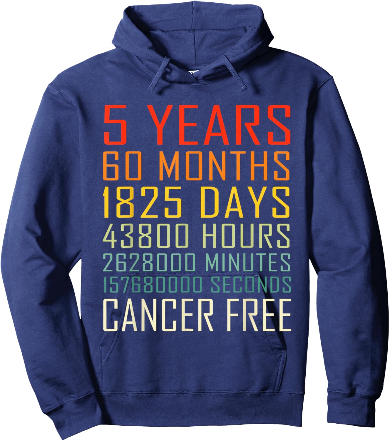 Vintage Cancer Awareness Vintage 5 Years Cancer Free Hoodie - Hoodie | Navy